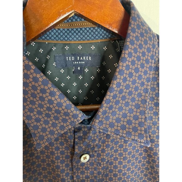 Ted Baker London Men's Size 4 Navy Button-Up Shirt Made In Portugal 100% Cotton - Picture 8 of 15